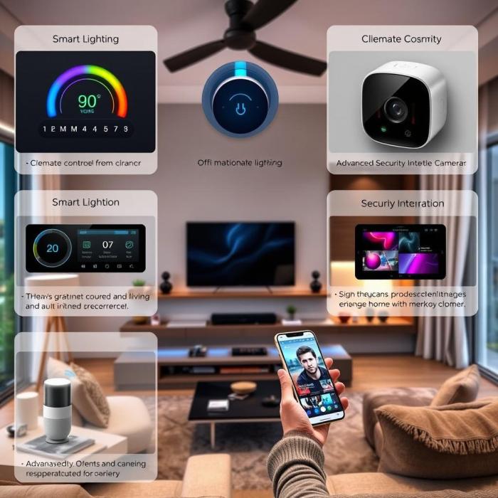 Premium AI Image | High Tech Smart Living Room The Ultimate Smart Living Room: Tech Gadgets for a Cinematic Experience